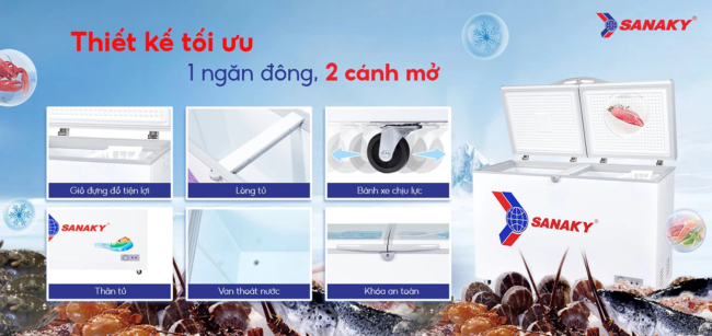 Các tiện ích của tủ đông Sanaky 175 lít VH-225A2
