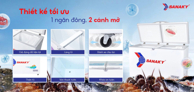 cac tien ich noi bat cua tu dong sanaky vh 405a2 - Tủ đông Sanaky VH-405A2 305 lít Các tiện ích của tủ đông Sanaky 305 lít VH-405A2