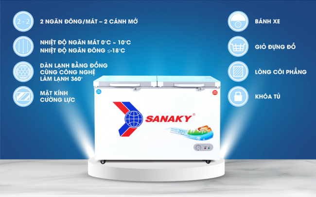 cac tinh nang noi bat cua tu dong sanaky 260 lit vh 3699w2kd - Tủ đông Sanaky VH-3699W2KD 260 lít Một số tính năng nổi bật của tủ đông Sanaky VH-3699W2KD dàn đông 2 ngăn đông mát