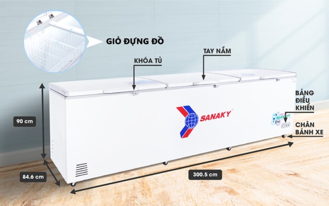 Chi tiet tu dong sanaky vh 1399hy3 - Tủ đông Sanaky VH-1399HY3 1143.5 lít Inverter Chi tiết thông số tủ đông Sanaky VH-1399HY3 1143.5 lít inverter