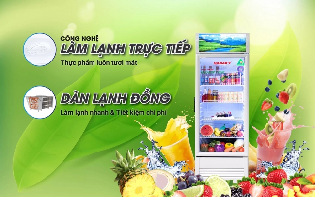 Tủ mát Sanaky VH-5089K3 480 lít inverter có công nghệ làm lạnh trực tiếp