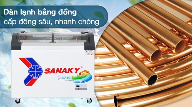 dan lanh ong dong tu dong sanaky vh 3899kb 280 lit - Tủ đông Sanaky VH-3899KB 280 lít Tủ đông Sanaky VH-3899KB có dàn lạnh ống đồng, làm lạnh nhanh và sâu