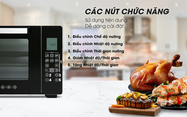 lo nuong sanaky 50 lit vh 5088n2d cac nut chuc nang de su dung - Lò nướng Sanaky 50 lít VH-5088N2D Lò nướng Sanaky 50 lít VH-5088N2D các nút chức năng trực quan dễ sữ dụng