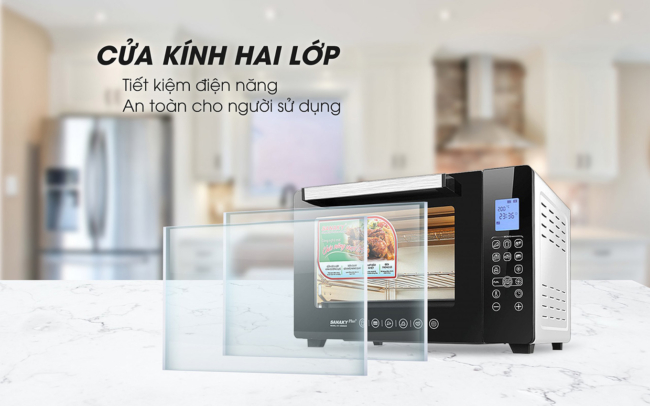 lo nuong sanaky 50 lit vh 5088n2d cua kinh 2 lop an toan - Lò nướng Sanaky 50 lít VH-5088N2D Lò nướng Sanaky 50 lít VH-5088N2D cửa kính có 2 lớp chắc chắn an toàn sử dụng