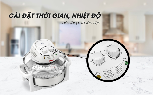 noi nuong thu tinh sanaky de cai dat thoi gian nhiet do - Nồi nướng thủy tinh Sanaky VH-188T/D Nồi nướng thủy tinh Sanaky VH-188T/D sử dụng dễ dàng trực quan