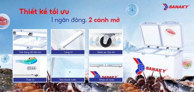 sanaky 235 lit vh 2899a2kd cac tien ich noi bat - Tủ đông Sanaky VH-2899A2KD 235 lít Những tiện ích nổi bật khác của tủ đông Sanaky VH2899A2KD