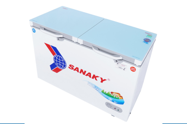 sanaky 260 lit vh 3699w2kd nap phu kinh cuong luc - Tủ đông Sanaky VH-3699W2KD 260 lít Tủ đông Sanaky VH-3699W2KD có thiết kế mới nắp phủ lớp kính cường lực