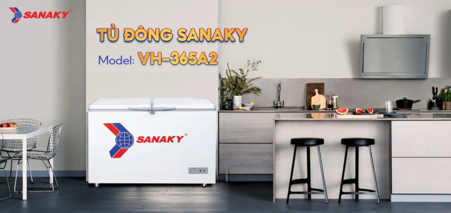sanaky 270 lit vh 365a2 demo khong gian trung bay - Tủ đông Sanaky VH-365A2 270 lít Demo không gian trưng bày tủ đông Sanaky VH365A2
