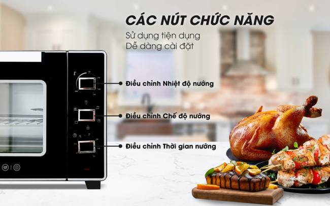 sanaky 50 lit vh 5099n2d cac nut chuc nang - Lò nướng Sanaky 50 lít VH-5099N2D Lò nướng Sanaky 50 lít VH-5099N2D có các nút chức năng trực quan dễ sử dụng
