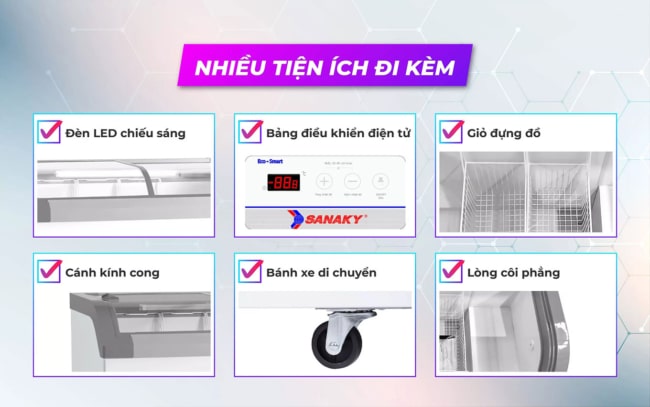 sanaky vh 1008ka tien ich - Tủ đông Sanaky VH-1008KA 750 lít Tủ đông nắp kính lùa VH-1008KA có nhiều tiện ích, dễ sử dụng