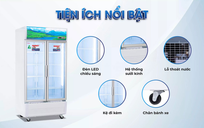 sanaky vh 1009hp3 tien ich - Tủ mát Sanaky VH-1009HP3 900 lít Inverter Các tiện ích nổi bật của tủ mát Sanaky VH-1009HP inverter 2 cánh