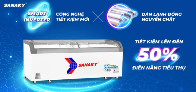 sanaky vh 1099k3a cong nghe inverter dan lanh dong - Tủ đông Sanaky VH-1099K3A 750 lít Inverter Tủ đông Sanaky VH-1099K3A có công nghệ inverter tiết kiệm điện và dàn lạnh đồng nguyên chất
