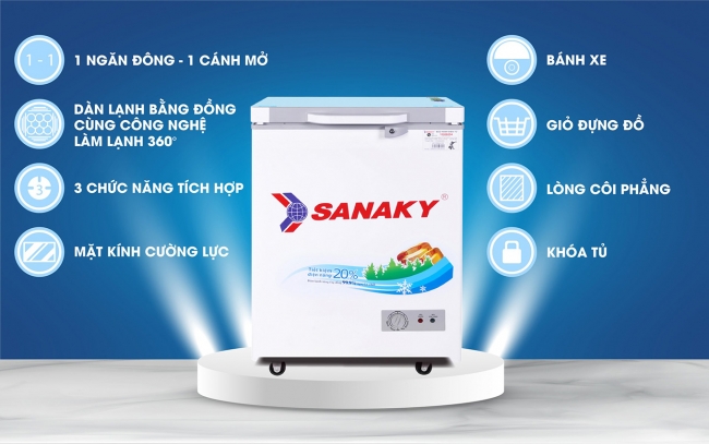sanaky vh 1599hykd tinh nang noi bat - Tủ đông Sanaky VH-1599HYKD 100 lít Các tính năng nổi bật của tủ đông Sanaky VH-1599HYKD dung tích 100 lít