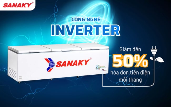 sanaky vh 1799hy3 cong nghe inverter - Tủ đông Sanaky VH-1799HY3 1500 lít Inverter Tủ đông dung tích lớn Sanaky VH-1799HY3 có công nghệ inverter tiết kiệm điện