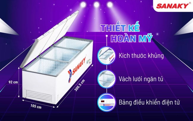 sanaky vh 1799hy3 tien ich - Tủ đông Sanaky VH-1799HY3 1500 lít Inverter Thiết kế và tiền ích của tủ đông Sanaky VH 1799HY3