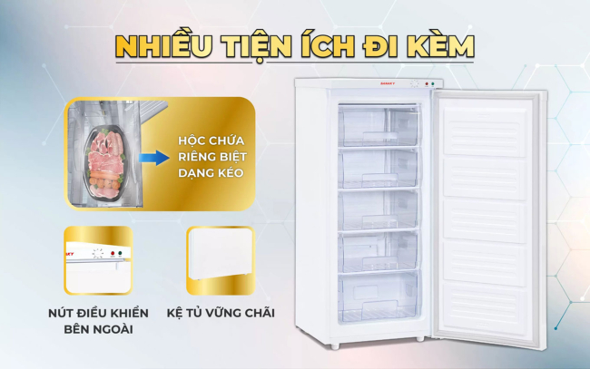 sanaky vh 180vd tien ich - Tủ đông đứng Sanaky VH-180VD 150 lít Các tiện ích nổi bật của tủ đông đứng Sanaky VH-180VD