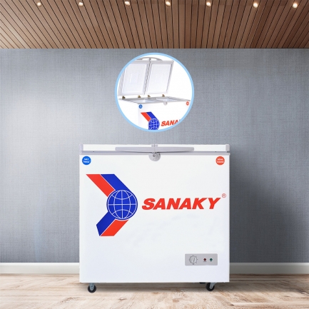 sanaky vh 225w2 canh mo vali - Tủ đông Sanaky VH-225W2 165 lít Với thiết kế 2 ngăn 2 cánh mở tiện lợi