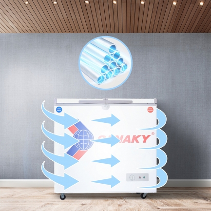 sanaky vh 225w2 dan lanh nhom - Tủ đông Sanaky VH-225W2 165 lít Dàn lạnh ống nhôm làm lạnh nhanh kết hợp công nghệ làm lạnh 360 độ