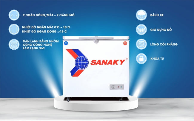 sanaky vh 225w2 tinh nang - Tủ đông Sanaky VH-225W2 165 lít Một số tình năng nổi bật của tủ đông Sanaky VH-225W2
