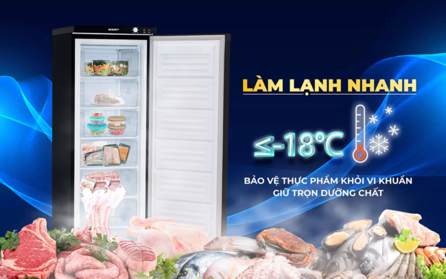 sanaky vh 230vd3 lam lanh nhanh - Tủ đông đứng Sanaky VH-230VD3 213 lít Inverter Tủ đông có nhiệt độ âm 18 độ C