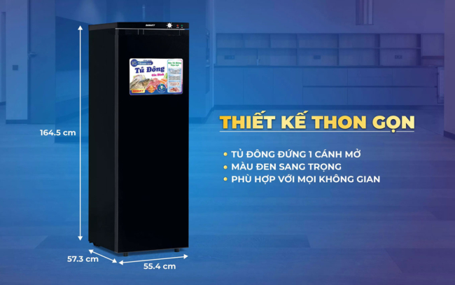 sanaky vh 230vd3 thiet ke - Tủ đông đứng Sanaky VH-230VD3 213 lít Inverter Tủ đông đứng Sanaky VH-230VD3 có thiết kế thon gọn
