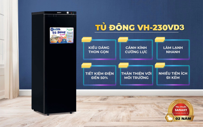 sanaky vh 230vd3 tinh nang noi bat - Tủ đông đứng Sanaky VH-230VD3 213 lít Inverter Tính năng nổi bật của tủ đông đứng inverter Sanaky VH 230VD3