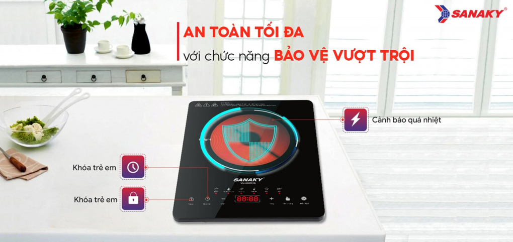 sanaky vh 3100hg an toan toi da - Bếp hồng ngoại đơn Sanaky VH-3100HG Bếp hồng ngoại đơn Sanaky VH-3100HG với tính an toàn tối đa bảo vệ người sử dụng