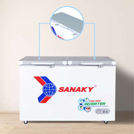 sanaky vh 3699a4k nap tu phu kinh cuong luc - Tủ đông Sanaky VH-3699A4K 270 lít Inverter Tủ đông Sanaky inverter 270 lít VH-3699A4K nắp phủ 1 lớp kính cường lực