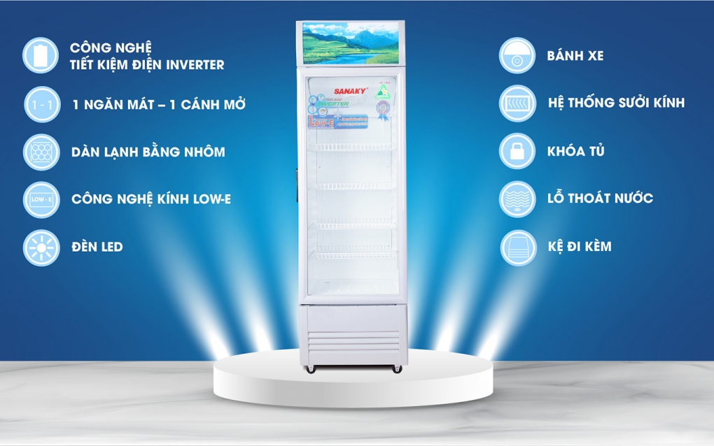 sanaky vh 408k3l vh 358k3l vh 308k3l vh 258k3l vh 218k3l tinh nang noi bat - Tủ mát Sanaky VH-258K3L 200 lít Inverter Tính năng nổi bật của tủ mát Sanaky inverter VH-258K3L dung tích 200 lít