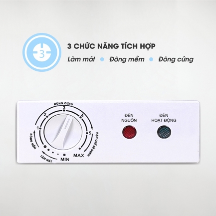 Tủ đông 1 ngăn 3 chế độ sử dụng: Chế độ mát – Chế độ đông mềm – Chế độ đông cứng