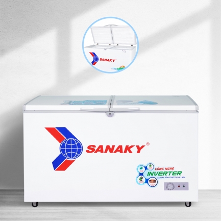 sanaky vh 4099a3 canh mo vali - Tủ đông Sanaky VH-4099A3 305 lít Inverter Tủ đông Sanaky VH-4099A3 có thiết kế 2 cánh mở vali tiện lợi