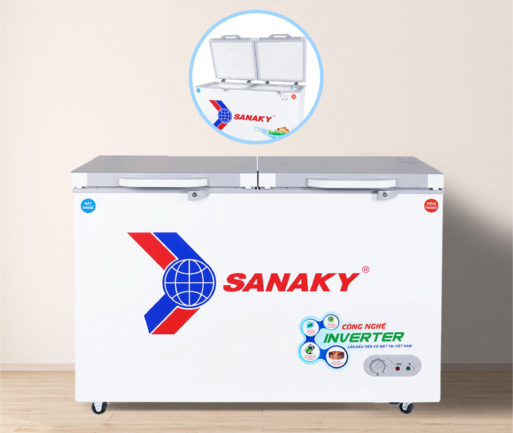 sanaky vh 4099w4k co 2 ngan dong 2 canh mo - Tủ đông Sanaky VH-4099W4K 280 lít Inverter Tủ đông Sanaky VH-4099W4K với thiết kế 2 ngăn 2 cánh dỡ