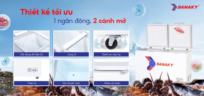 sanaky vh 568hy2 ca tien ich tien loi - Tủ đông Sanaky VH-568HY2 410 lít Các tiện ích khác của tủ đông Sanaky VH-568HY2