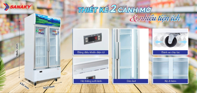 sanaky vh 6009hp tu mat 2 canh mo co nhieu tien ich di kem - Tủ mát Sanaky VH-6009HP 500 lít Tổng quan thiết kế và các tiện ích của tủ mát Sanaky VH-6009HP