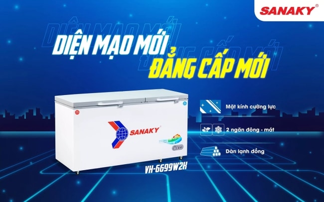 sanaky vh 6699w2k 485 lit dien mao moi - Tủ đông Sanaky VH-6699W2K 485 lít Tính năng nổi bật của tủ đông Sanaky VH-6699W2K dung tích 485 lít 2 ngăn đông mát