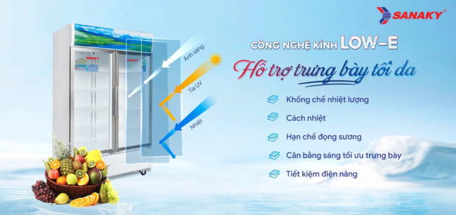 sanaky vh 8009hp co 2 cua kinh mo phu low e - Tủ mát Sanaky VH-8009HP 700 lít Tủ mát Sanaky 700 lít VH-8009HP có 2 cửa kính phủ công nghệ Low-e hổ trợ trưng bày tối đa