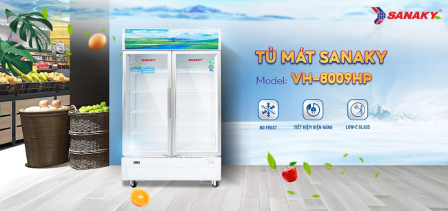 sanaky vh 8009hp tu mat 2 canh the he moi - Tủ mát Sanaky VH-8009HP 700 lít Các tính năng nổi bật của tủ mát Sanaky VH 8009HP dàn lạnh đồng dung tích 700 lít