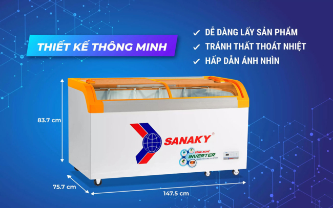 sanaky vh 899k3a thiet ke thong minh - Tủ đông Sanaky VH-899K3A 500 lít Inverter Tủ đông Sanaky VH-899K3A 500 lít inverter có thết kế thông minh tiện lợi