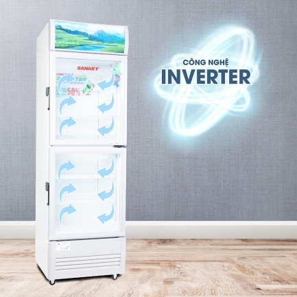 sanaky vh218 258 308 358 408w3l inverter - Tủ mát Sanaky Inverter 200 lít VH-258W3L Tủ mát Sanaky inverter 340 lít VH-408W3L có công nghệ inverter tiết kiệm điện lên đến 50% điện năng tiêu thụ