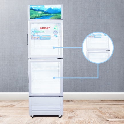 sanaky vh218 258 308 358 408w3l thiet ke thong minh - Tủ mát Sanaky VH-218W3L 170 lít Inverter Tủ mát Sanaky VH-218W3L có 2 cánh cửa mở trên dưới