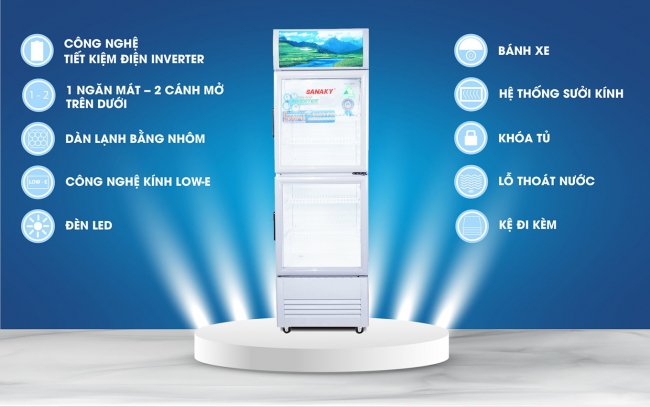 sanaky vh218 258 308 358 408w3l tinh nang - Tủ mát Sanaky VH-308W3L 240 lít Inverter Các tính năng nổi bật của tủ mát Sanaky VH-308W3L dung tích 240 lít inverter