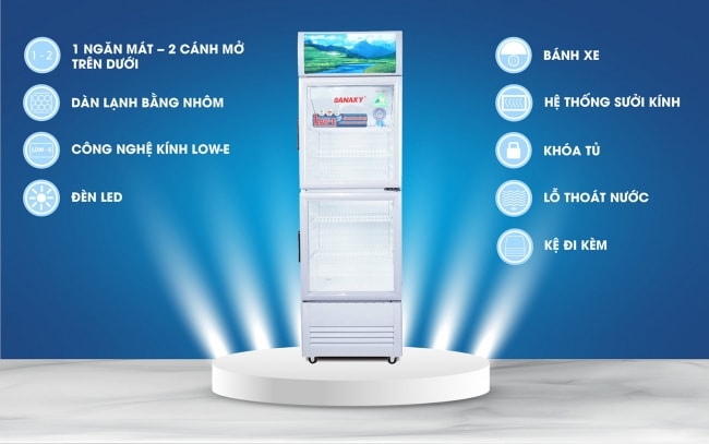 Sanaky vh218 258 308 358 408wl - Tủ mát Sanaky VH-358WL 290 lít Tính năng nổi bật của tủ mát Sanaky VH-358WL dung tích 290 lít, 1 cánh mở