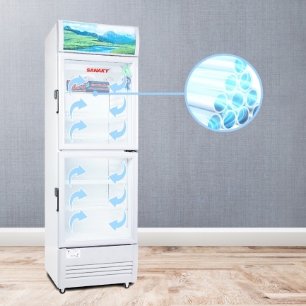 Sanaky vh218 258 308 358 408wl dan nhom - Tủ mát Sanaky 170 lít VH-218WL Tủ mát Sanaky VH-408WL dung tích 340 lít có dàn lạnh ống nhôm, làm lạnh nhanh