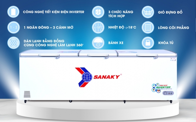tinh nang VH1199HY3 - Tủ đông Sanaky VH-1199HY3 900 lít Inverter Một số tính năng nổi bật của tủ đông Sanaky VH-1199HY3 dung tích 900 lít