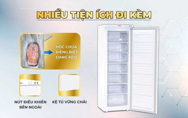 tu dong dung sanaky vh 230vd 2 - Tủ đông đứng Sanaky VH-230VD 213 lít Tủ đông đứng Sanaky VH-230VD có nhiều tiện ích sử dụng đi kèm