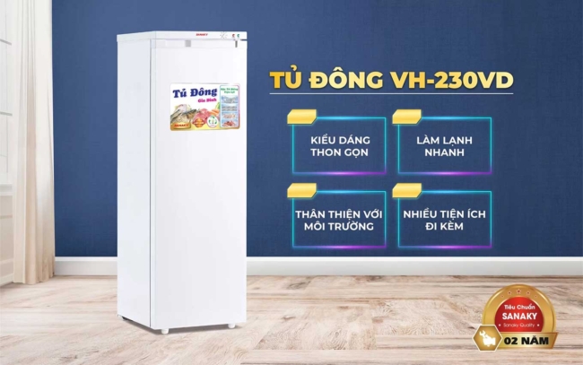 tu dong dung sanaky vh 230vd 5 - Tủ đông đứng Sanaky VH-230VD 213 lít Tủ đông đứng Sanaky VH-230VD thiết kế mới có kiểu dáng thon gọn