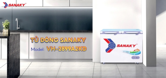 tu dong sanaky 235 lit vh 2899a2kd chinh hang - Tủ đông Sanaky VH-2899A2KD 235 lít T đông Sanaky 235 lít VH-2899A2KD là dòng tủ đông 1 ngăn 2 cửa dở có mặt tủ làm bằng kính cường lực