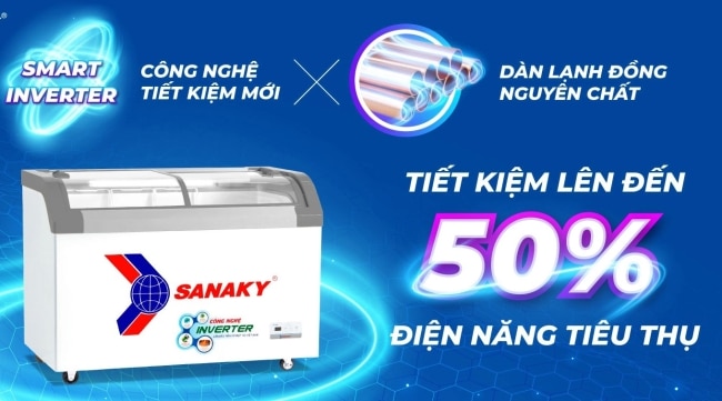 tu dong sanaky inverter 350 lit vh 4899k3b dan lanh dong - Tủ đông Sanaky VH-4899K3B 350 lít Inverter Tủ đông Sanaky VH-4899K3B có công nghệ inverter tiết kiệm điện, dàn lạnh ống đồng nguyên chất