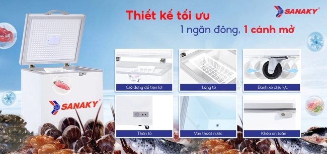 tu dong sanaky vh 150hy2 100 lit co nhieu tien ich - Tủ đông Sanaky VH-150HY2 100 lít Tủ đông Sanaky VH-150HY2 100 lít có nhiều tiện ích đi kèm