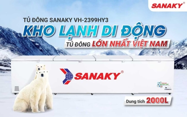 Tu dong Sanaky VH 2399HY3 - Tủ đông Sanaky VH-2399HY3 2000 lít Inverter Tủ đông Sanaky VH-2399HY3 2000 lít inverter kho lạnh di động là dòng tủ đong lớn nhất Việt Nam